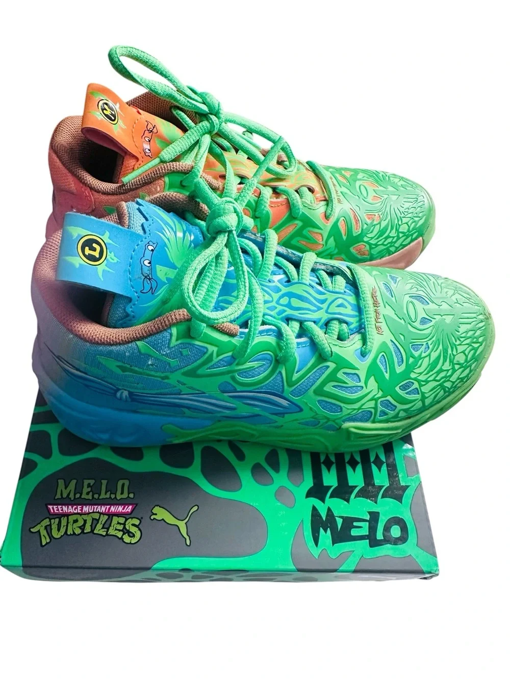 Puma x TMNT Kids' Melo Green Wave Basketball Shoes Size 1c